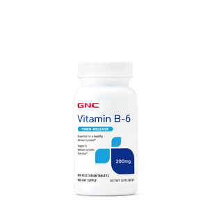 Vitamin B-6 Timed-Release 200mg - 100 Vegetarian Tablets (100 Servings) | GNC
